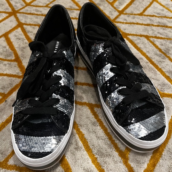 Alice + Olivia Ezra Sequin Platform Sneakers - Picture 2 of 7